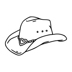 rodeo fashion cowgirl hat outline drawing