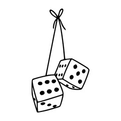 hanging dice outline vector illustration