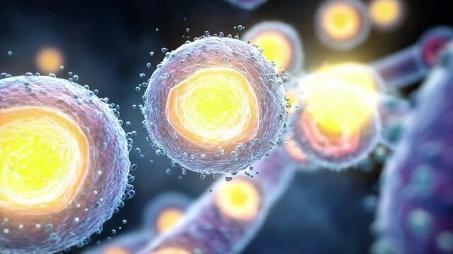 3D Illustration of Human Salivary Gland Cells with Neural Connections -  AI Medical and Scientific Visualization