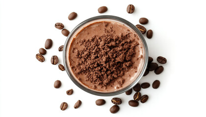 Delicious tiramisu with coffee beans in glass