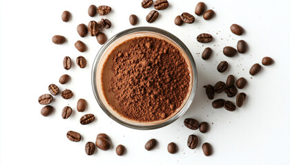 Obraz premium Delicious tiramisu with coffee beans in glass