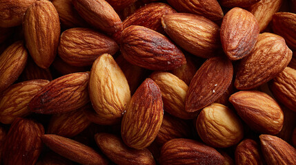 Fototapeta premium Close Up of Roasted Almonds Texture Background