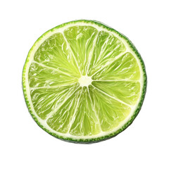 Fresh lime slice showing vibrant green flesh on a white background perfect for culinary use and beverage enhancement, Fresh lime slice and half isolated on white background