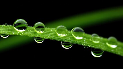 Close-Up of Water Drops on Green Leaf Surface