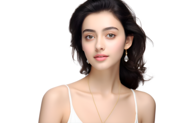 Woman with soft smile and clear skin, thanks to our face cream.
