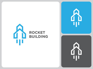 rocket building logo vector design © xigma