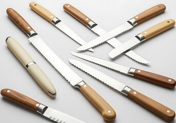 Fototapeta premium Bread Knife Set with Wooden Handle