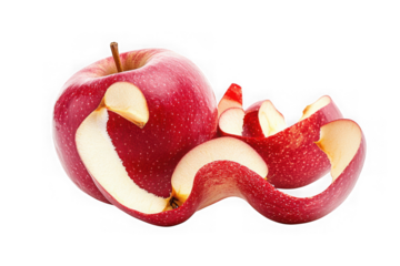 Delicious red apple with peel fruit food healthy eating freshness nutrition vitamins isolated on transparent background