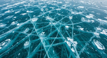 Photo of Cracked Ice Surface on Frozen Lake