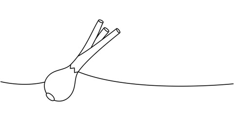 Onion one line continuous drawing. Fresh organic vegetable. Vector illustration