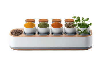 Premium spice rack organizer with various spices turmeric paprika herbs parsley container kitchen condiments seasoning cooking culinary isolated on transparent background