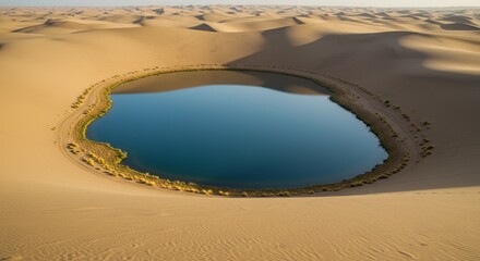Photo of Desert Oasis Aerial View Tranquil Lake