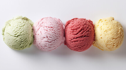 Fototapeta premium Four Scoops of Delicious Ice Cream in a Row