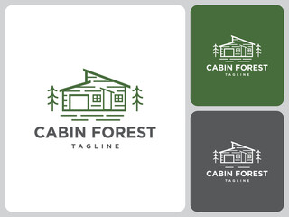 forest cabin logo vector design