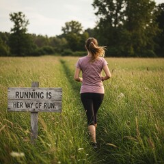 Photo of a Woman Running Through a Field