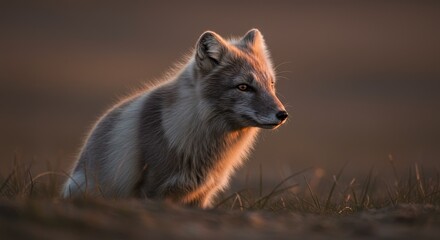 Photo of Arctic Fox in Golden Hour Light