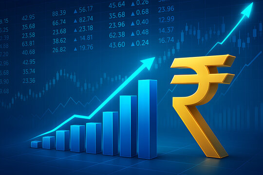 Indian Stock Market Growth Shown on Digital Display