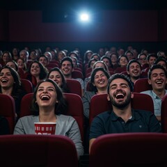 Photo of Audience Laughing While Watching Movie in Cinema