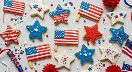 Obraz premium Patrioic Star and Flag Sugar Cookies