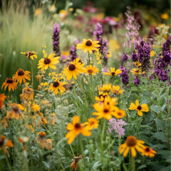 Bee-Friendly Garden Full of Wildflowers - Support Pollinators Theme