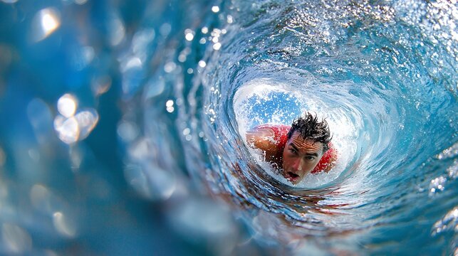 Surfer Inside Wave - Powered by Adobe