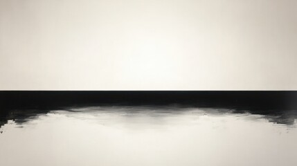 Abstract minimalist black horizontal brushstroke on white background with gradient fade creating a calm and balanced visual effect
