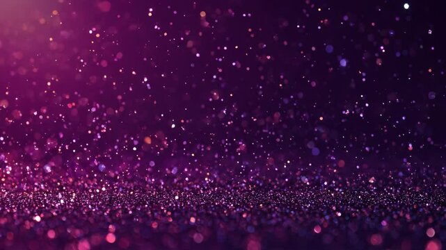 Abstract purple background with colorful beautiful sparkles and glitter, celebration design concept