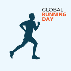 Global Running day silhouette  background design illustration