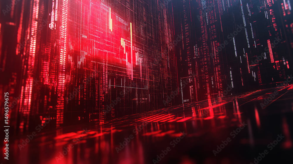 Poster digital background showcasing financial data with glowing elements and detailed visual