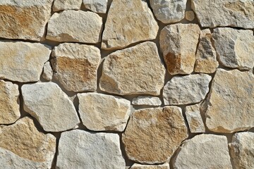 Fototapeta premium Beige, irregular stone wall