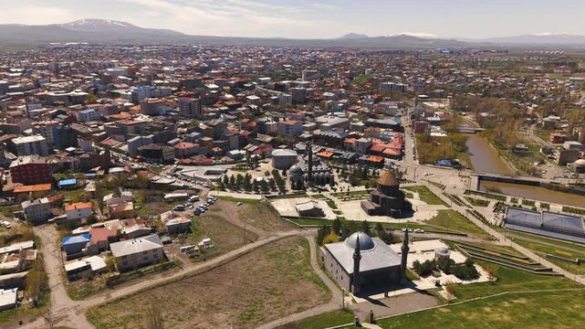 Aerial view of Kars, a historic city in eastern Turkey