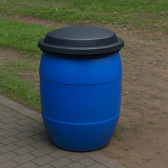 barrels in the park. trash can in the park