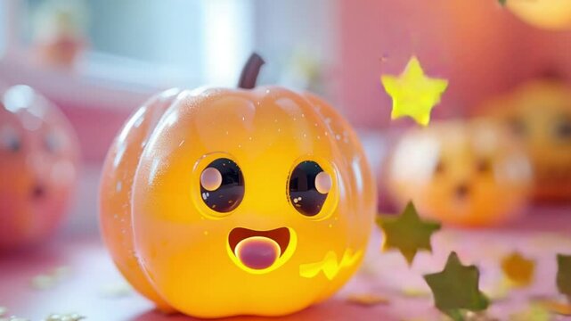 cute pumpkin shaped ghost character hellowen
