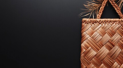 Elegant Woven Bag on Dark Background