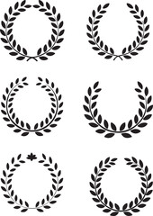 Obraz premium Black and white silhouette circular laurel foliate