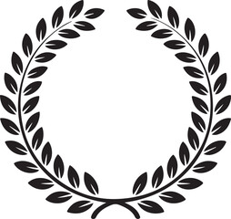 Obraz premium Black and white silhouette circular laurel foliate