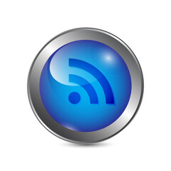 metallic glossy button wi-fi signal vector illustration