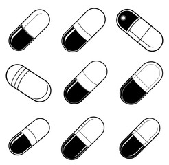 capsules silhouette vector illustration