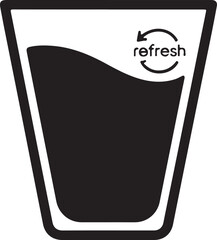 Simple black and white icon of a fizzy drink with a straw in a glass.