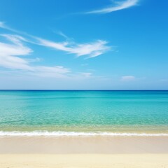 Obraz premium Photo of Idyllic Tropical White Sand Beach and Blue Sky