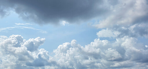Summer or rainy season blue sky cloud gradient light white background. Beauty clear cloudy in sunshine. Blue sky and white cloud, fluffy cloudy sky background. Beautiful landscape	
