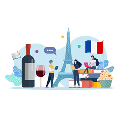 French language class with miniature people. © siraanamwong