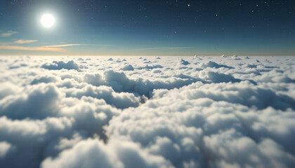 Fototapeta premium Moonlit Dreams Fantasy Mountains Above the Clouds