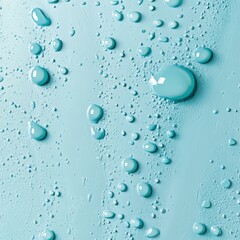 Light teal surface with water droplets