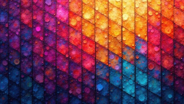 Geometric mosaic with vibrant, multicolored tiles , textile, tileable, design