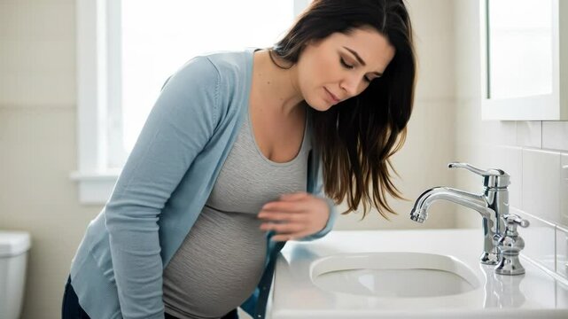 Expectant Woman Experiencing Morning Sickness
