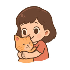 Fototapeta premium little girl with a cat