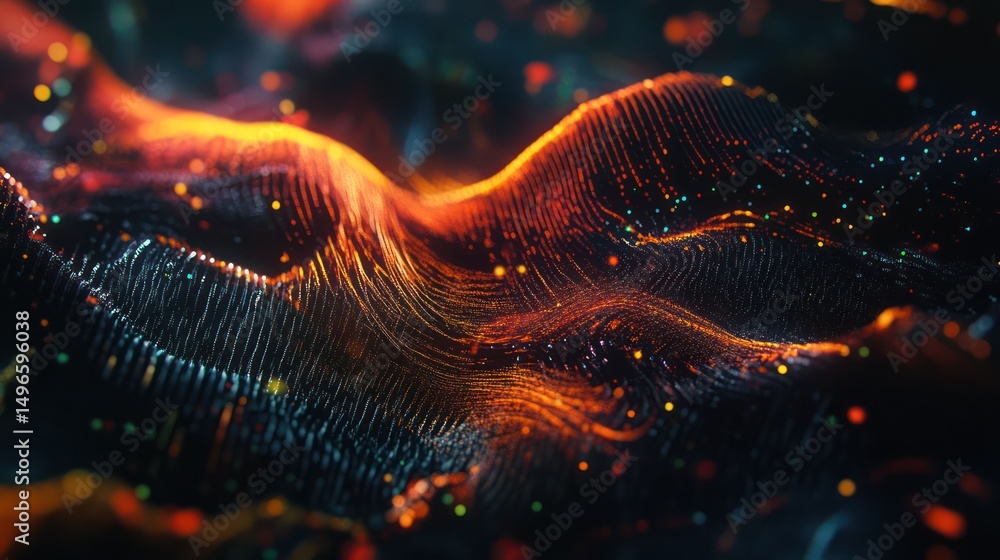 Aufkleber abstract data waves in dark background