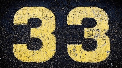 Worn Yellow Number 33 Asphalt.