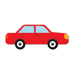 Red Vintage Car Icon Illustration – Classic Retro Automobile Vector Design